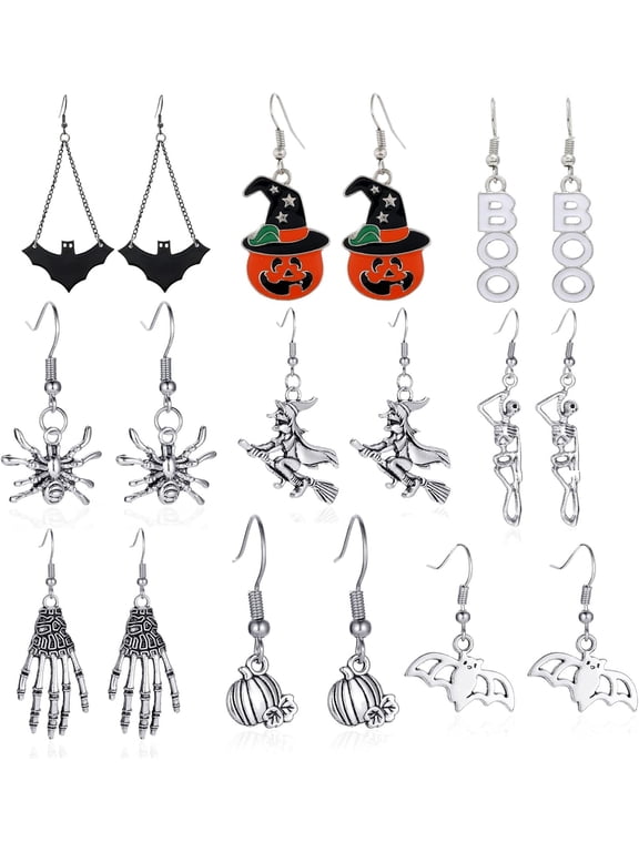 Punk Halloween Earrings for Women, Spooky Skull Skeleton Dangle Earrings for Women,Bloody Knife Drop Earring,Scary Halloween Party Earring for Halloween Accessories