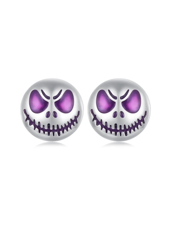Punk Halloween Skull Face 925 Sterling Silver Stud Earring for Women Cartilage Tragus Sleeper Tiny Small Studs Earring