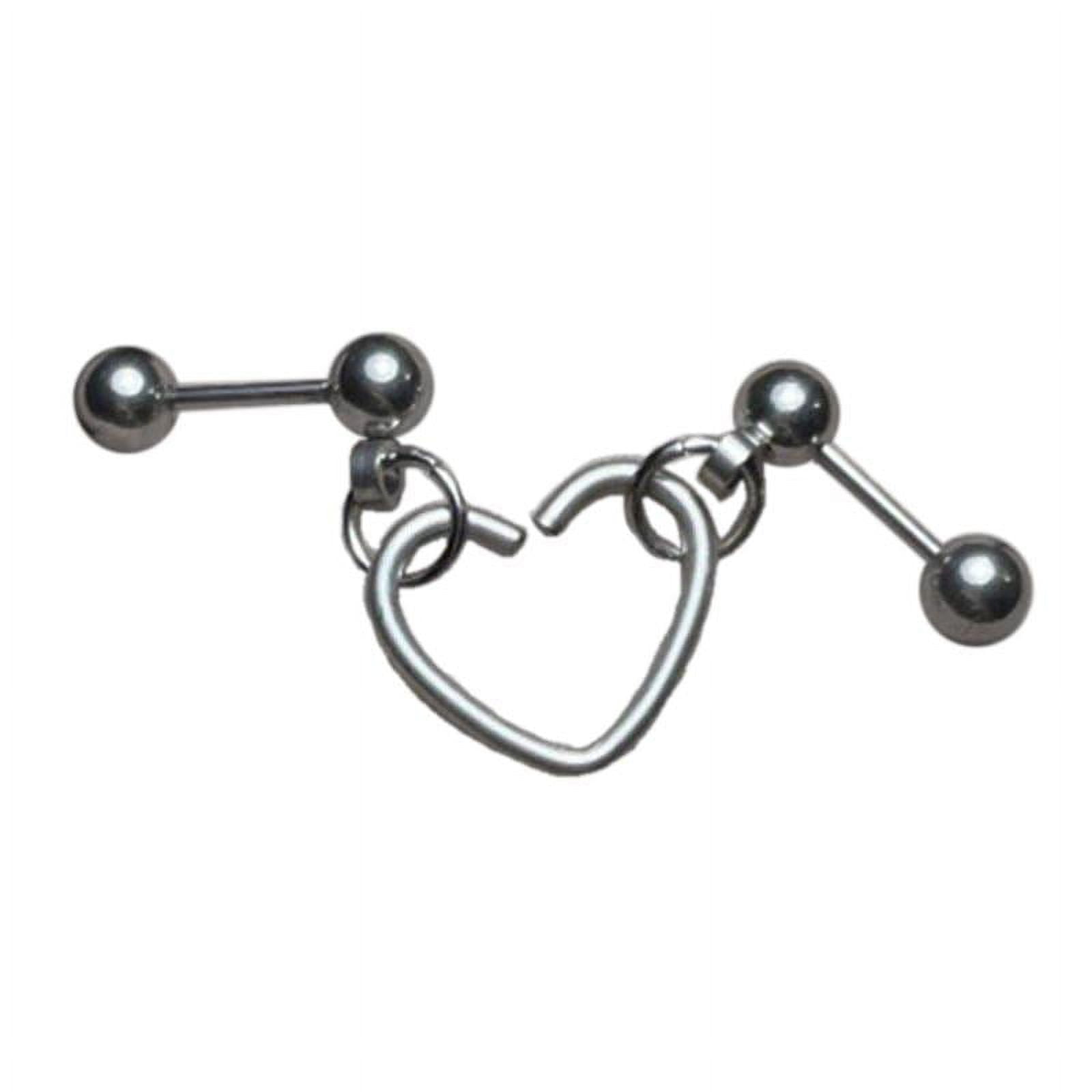 Punk Heart Pendant Double Pierced Stud Earring Ear Piercing Stainless