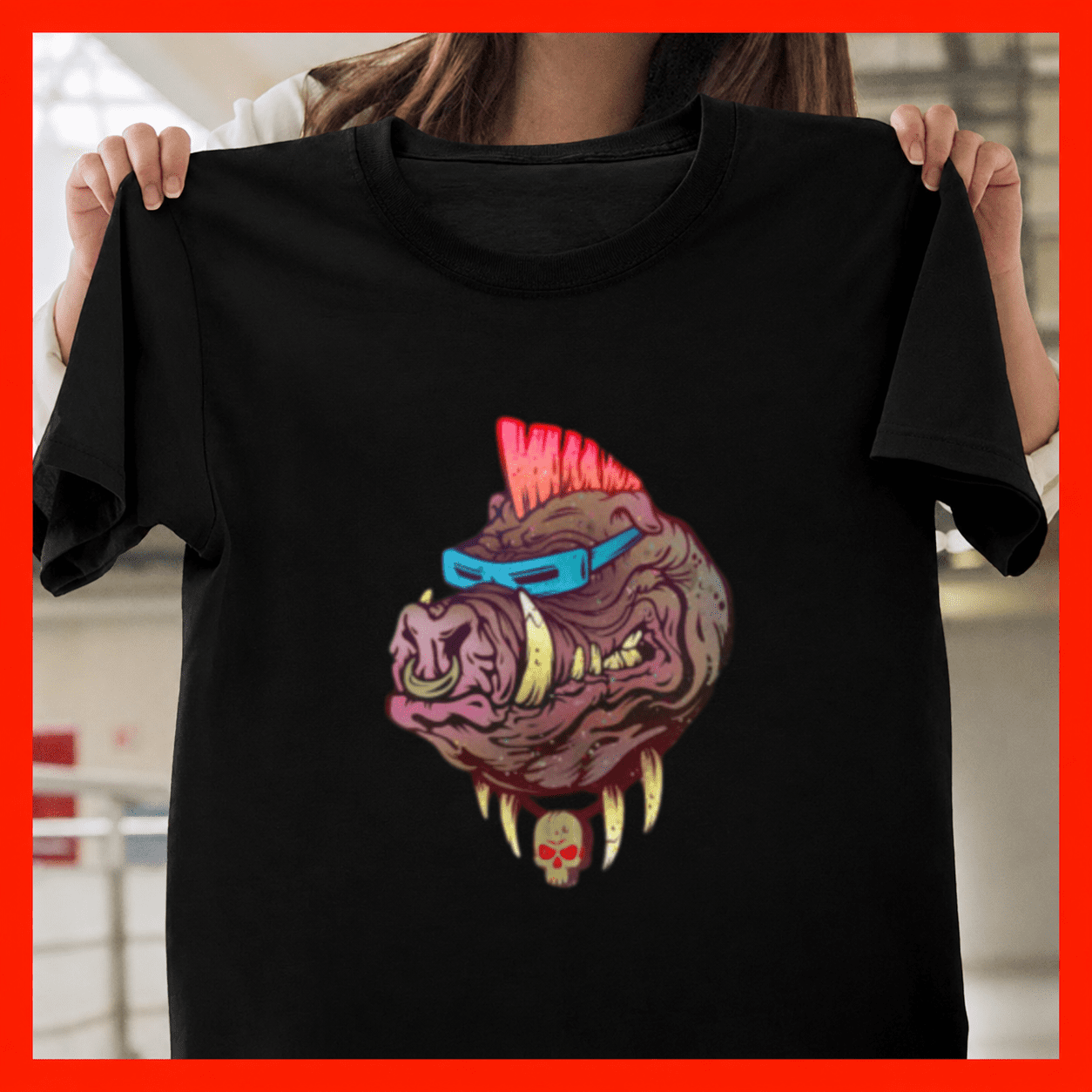 Punk Hog Cool Rebel Warthog Biker Bad Attitude Graphic Unisex T-Shirt ...