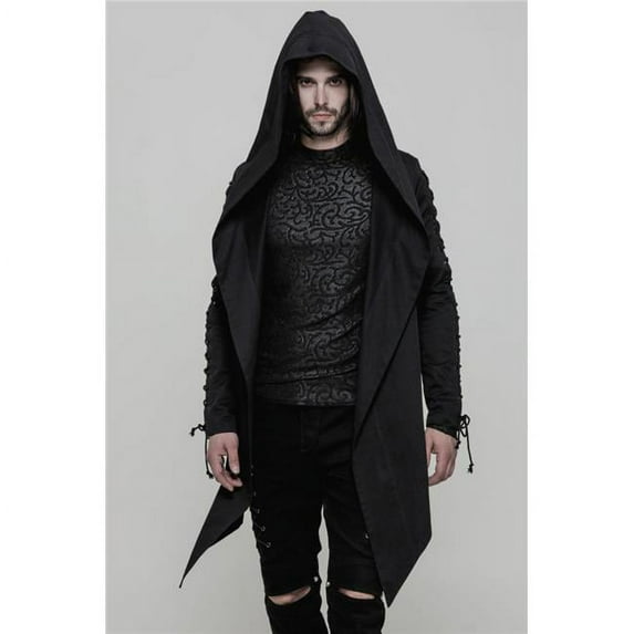 Punk Hooded Coat, Black - Medium & Large