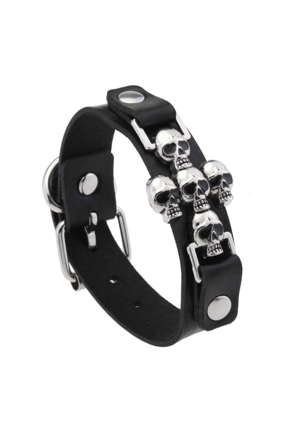 Punk Inspired Skeleton Hand Cuff Bracelet Textured PU1eatherWristband For Gothic Streetwear And Layering Jewelry