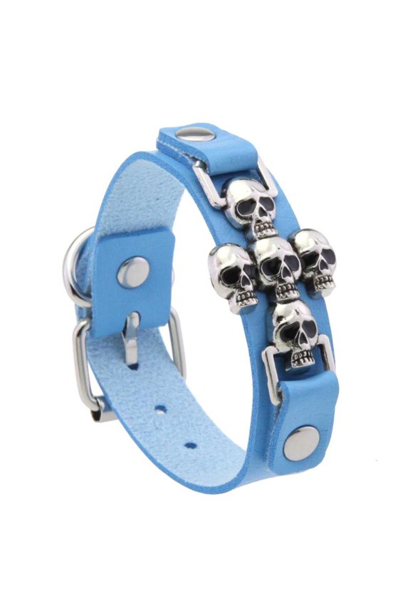 Punk Inspired Skeleton Hand Cuff Bracelet Textured PU1eatherWristband For Gothic Streetwear And Layering Jewelry