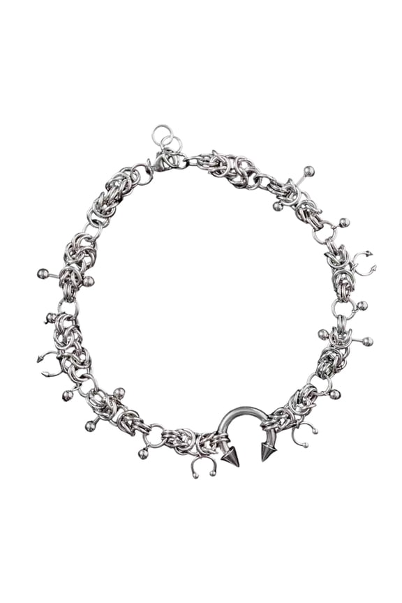 Punk Inspired Thorn Necklace Sturdy Metal Chain For Edgy Fashion Style