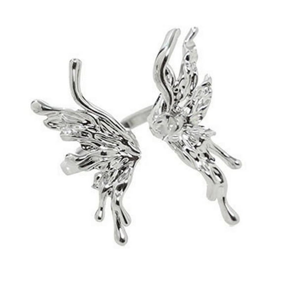 Punk Irregular Rings For Women Liquid Metal Butterfly-shape Open UK R Prof