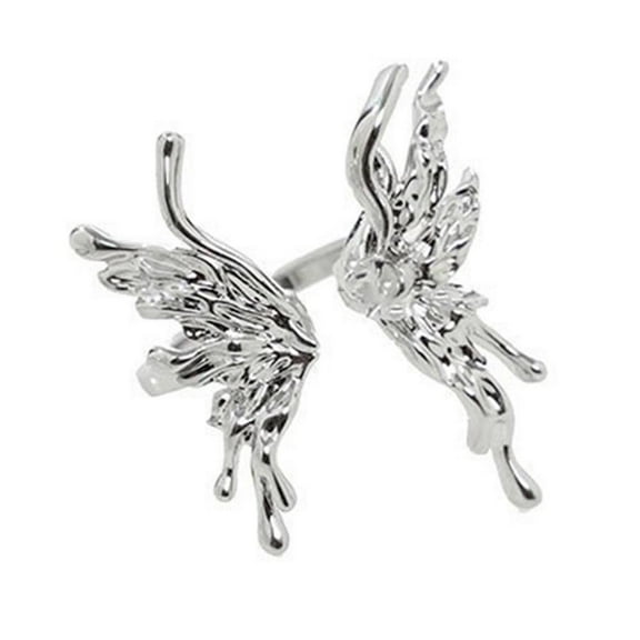 Punk Irregular Rings For Women Liquid Metal Butterfly-shape Rings UK Rings J7K5