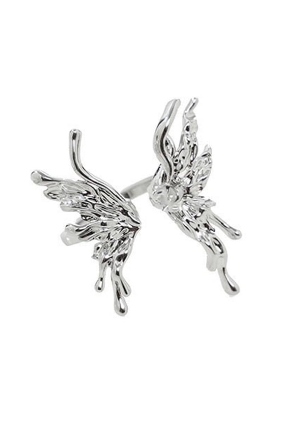 Punk Irregular Rings For Women Liquid Metal Butterfly-shape UK Hot Open Z8D9