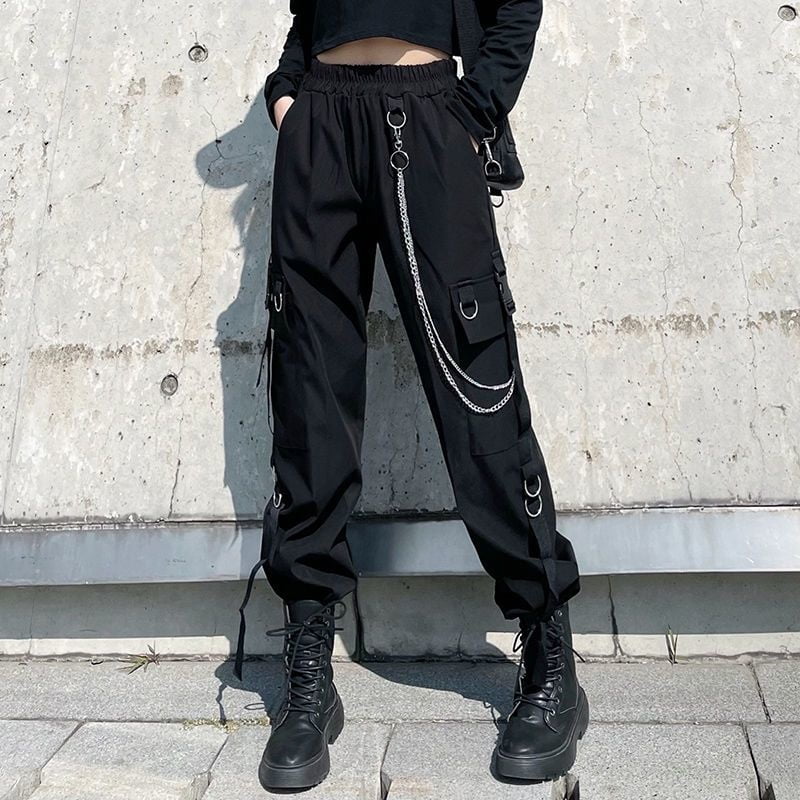 Punk Jogger Y2k Gothic Style Cargo Pants Korean Fashion Punk Jogger Y2k Gothic Style Cargo Pants Korean Fashion