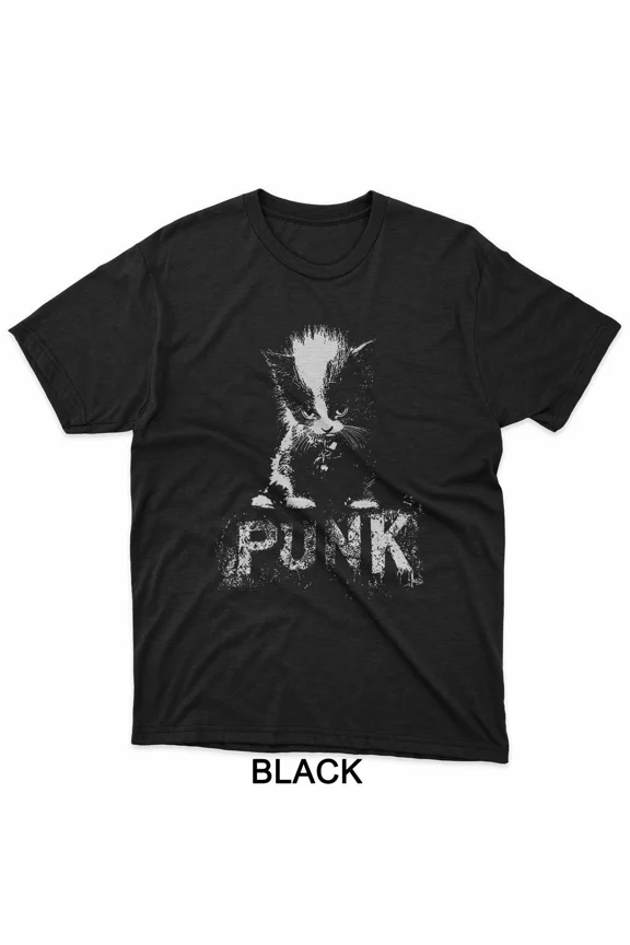 Punk Kitten Mohawk Grunge Gothic Design Alt Rock Feline Unisex T-Shirt, up to size 5XL