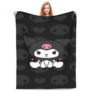 Punk Kuromi Blanket Ultra Soft Flannel Throw Blanket Lightweight Warm Cozy Bed Blankets Gifts for Kids Adults 40"x30"