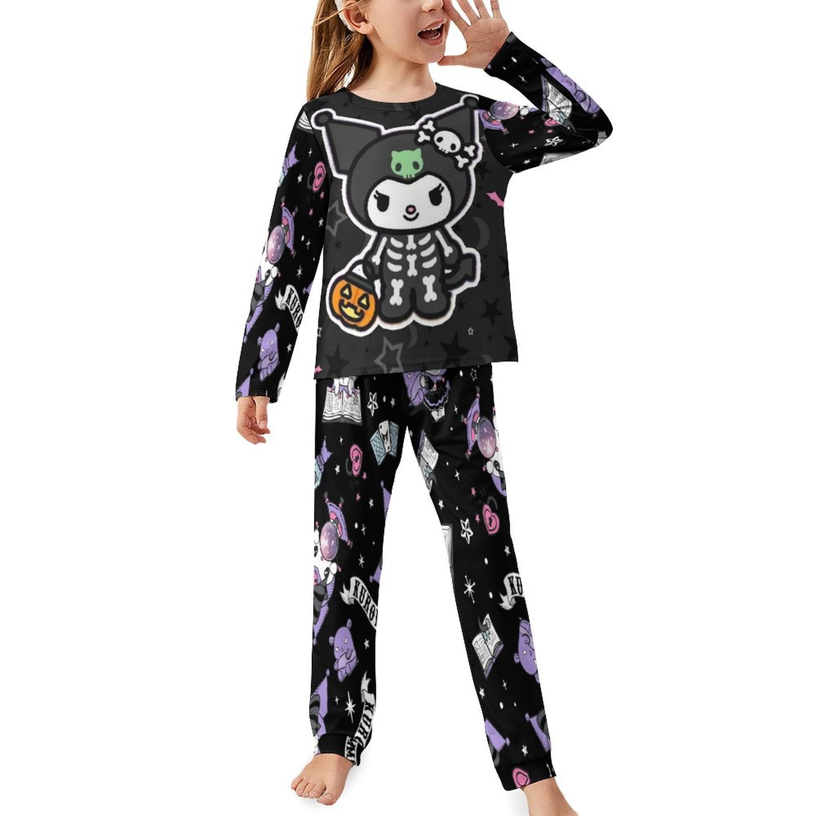 Punk Kuromi Pajama Set Cartoon Sleepwear Pant Set Long Sleeve PJ ...