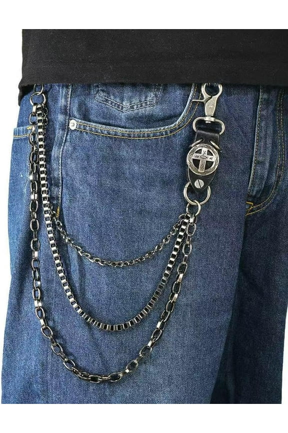 Punk Layered Pants Chain for Men Women, Silver Wallet Chain, Hip Hop Pocket Jean Belt Chain, Goth Jewelry Key Chain Wallet for Men