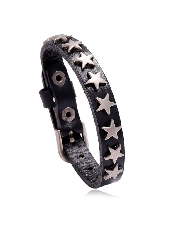 Punk Leather Cuff Bracelet Star Wristbands Buckle Belts Gothic Adjustable Studded Bracelets Fashion Jewelry