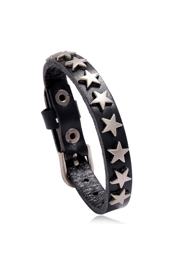 Punk Leather Cuff Star Wristbands Buckle Belts Gothic Adjustable Studded Bracelets Fashion Jewelry