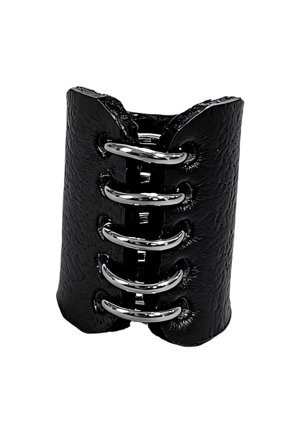 Punk Leather Finger Rings Accessory Black Fashion Accent for Everyday Outfits and Dark Layering Looks, 1.8Cm/0.71in Inner Diameter, 1 Piece