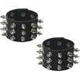 thumbnail image 1 of Punk Leather Spike Rivet Bracelets Set Faux Studded Cuff Bangle Goth Black Wristband Strap for Men Women Biker Halloween Party Deco Jewelry, 1 of 1