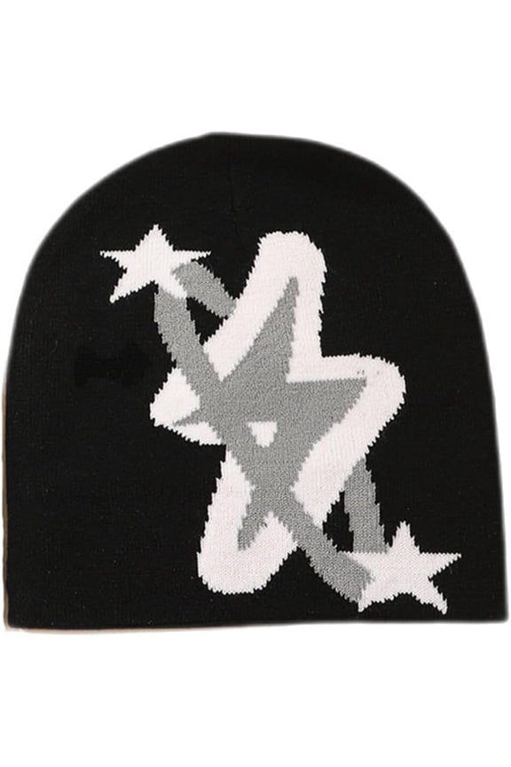 Punk Lightning Beanie Rock Skullies Knitted Hip Hop Hat Gothic Beanies Casual Outdoor Ski Hat Slouchy Skull Cap Black