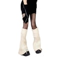 thumbnail image 1 of Punk Lolita Flared Leg Warmers Japanese Women Gothic Ribbed Knitted Letters Label Long Socks Boot Cuffs Foot Covers, 1 of 19