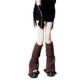 thumbnail image 1 of Punk Lolita Flared Leg Warmers Japanese Women Gothic Ribbed Knitted Letters Label Long Socks Boot Cuffs Foot Covers, 1 of 19