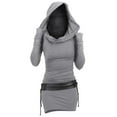 thumbnail image 1 of Punk Long Sleeve Bodycon Dress for Women Steampunk Patchwork Hoodie Sweatshirt Dresses Vintage Gothic Party Hooded Wrap Mini Dress, 1 of 7