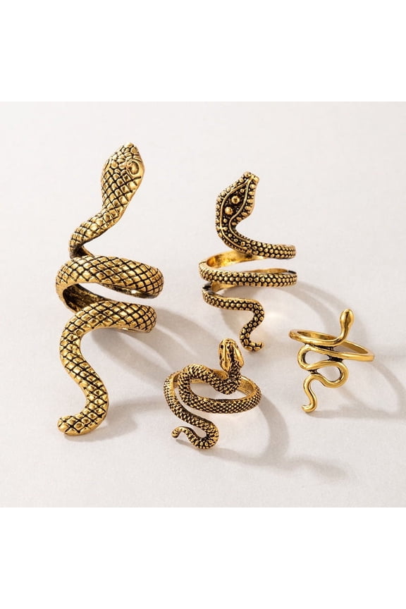 Punk Men's Serpentine Ring Set Of 4 Rings