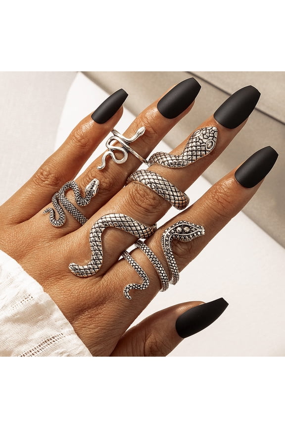 Punk Men's Serpentine Ring Set Of 4 Rings
