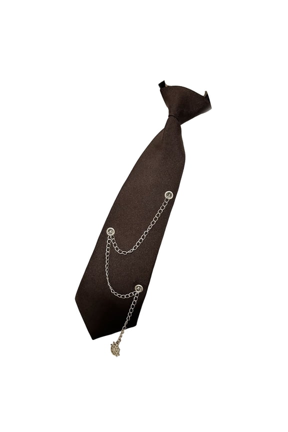 Punk Metal Chain Necktie for Women Student Japanese Pre Tied Adjustable Ties for Uniform School Shirt Party Graduation