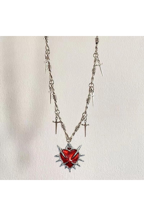 Punk Metal Thorn Rivet Choker Necklace For Men Woman Gothic Hip Hop Double Layer Clavicle Chain Necklace Y2K Jewelry Accessories