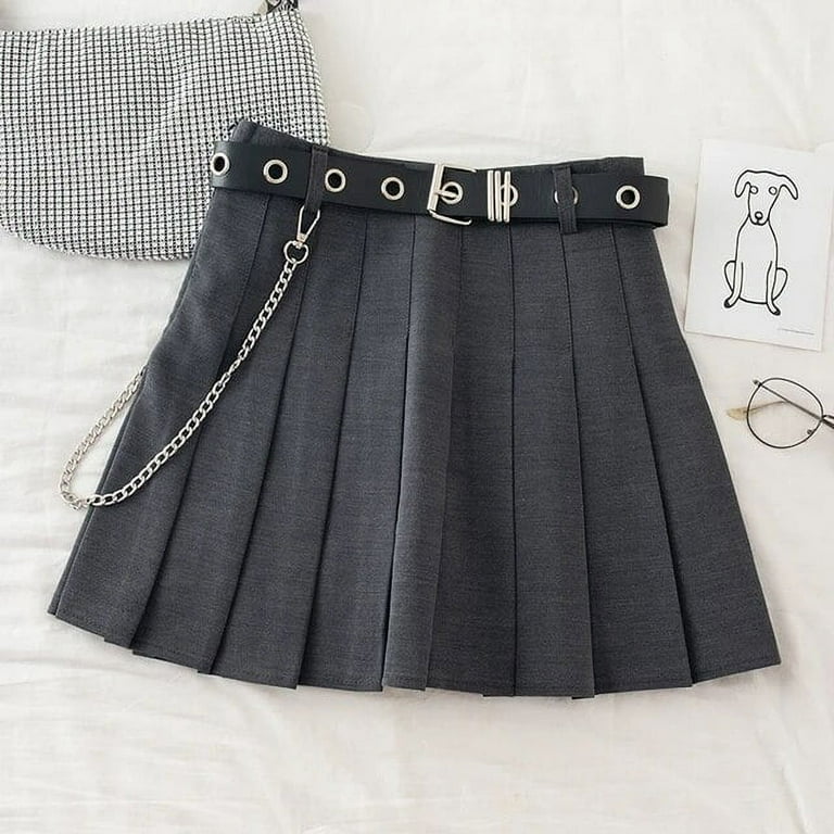 Punk Mini Skirt With Chain Belt Rock Girl Cheerleading Punk Mini Skirt With Chain Belt Rock Girl Cheerleading