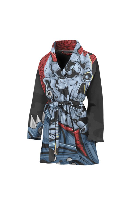 Punk Mohawk Devil Women Bathrobe One Size Univeral Fits Fashion Lightweight Plush Fleece Long Robe For Women