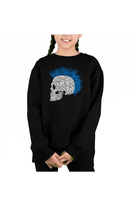 Punk Mohawk - Girl's Word Art Crewneck Sweatshirt