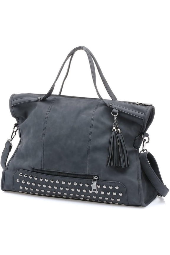 Punk Motorcycle Style Rivet Studded PU Leather Women Handbags Ladies Top Handle Satchel Large Tote Bag Crossbody Bags