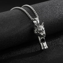 Punk New Fashion Wolf's whistle 14K White Gold Pendant Necklaces Male Animal Statement Necklace For Men Jewelry