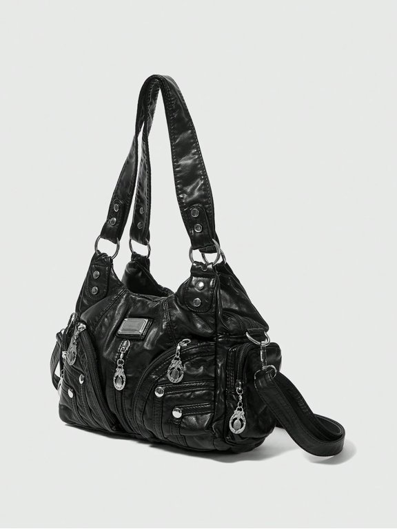 Punk New Punk Rock Chic Ladies Shoulder Tote Bag, Darkcore Motorcycle Handbag For Women, New Fashionable Big Bags For Women , Goth