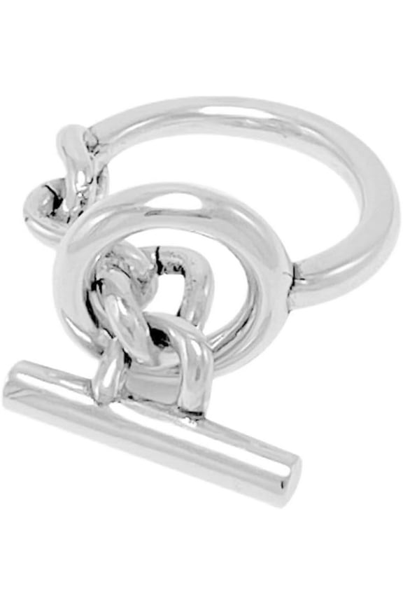 Punk OT Buckle Ring for Women Men Personalized Style Chain Silver Band Rings Unique Design Cocktail Party Finger Rings Hypoallergenic Knuckle Middle Comfort Fit Jewelry Size 8