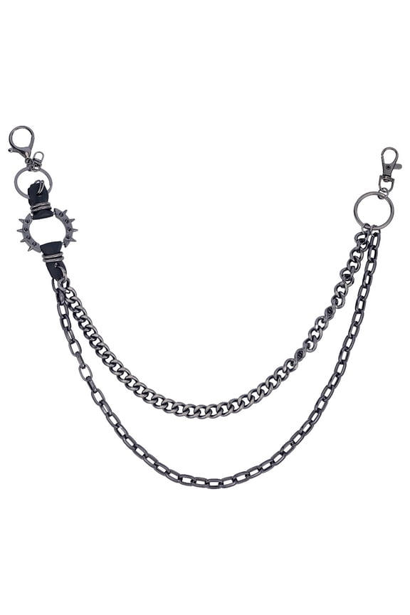 Punk Pants Chain Hip Hop Wallet Trousers Pocket Chain Biker Keychain Charm Gunmetal Metal 2 Layer Costumes Jewelry Gothic Rock Emo Accessories