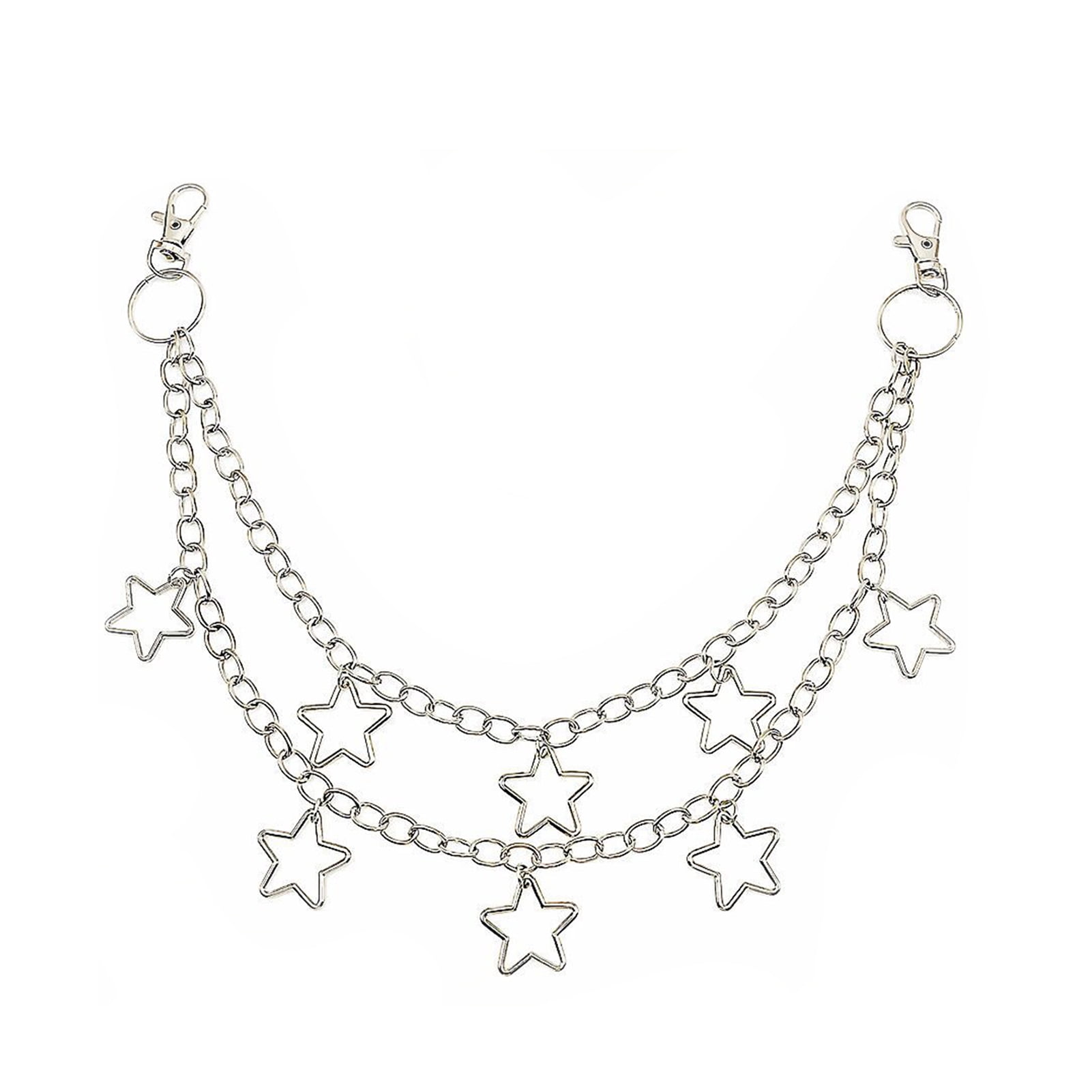 Punk Pants Chain Metal Jeans Chain Geometric HipHop Multilayered