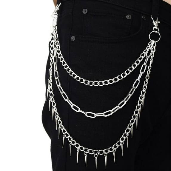 Punk Pants Chain Pentagram Keychains for Men Women Jean Trouser Biker Chains Harajuku Goth Jewelry Gothic Rock Emo Accessories