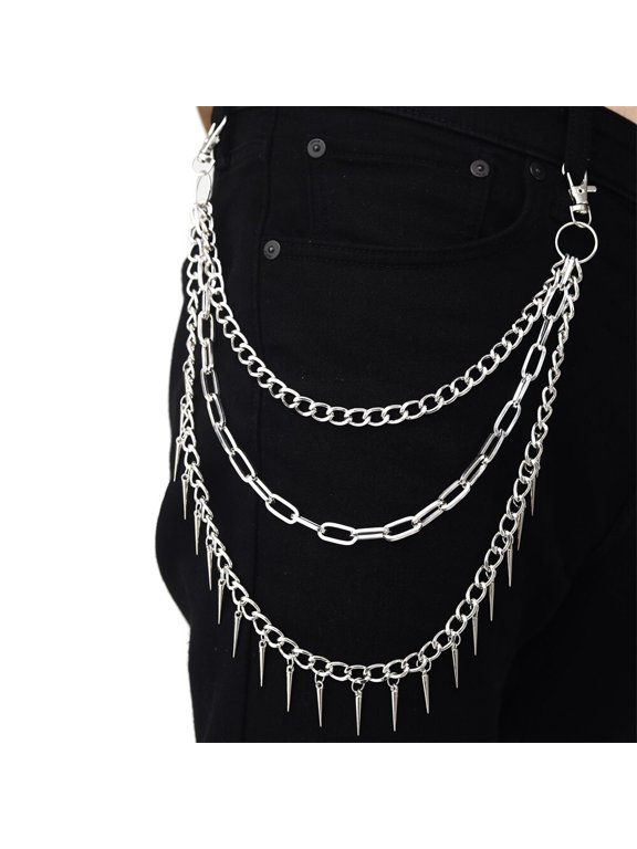 Punk Pants Chain Pentagram Keychains for Men Women Jean Trouser Biker Chains Harajuku Goth Jewelry Gothic Rock Emo Accessories