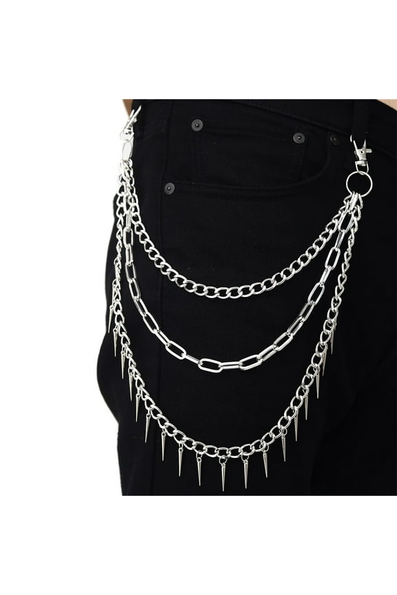 Punk Pants Chain Pentagram Keychains for Men Women Jean Trouser Biker Chains Harajuku Goth Jewelry Gothic Rock Emo Accessories