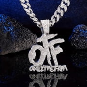 Punk Retro Rhinestone OTF Letter Pendant Necklace for Women Men Miami Iced Out Cuban Chain Clavicle Jewelry Gift