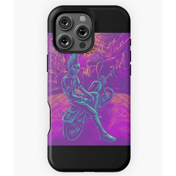 Punk Rider T-Shirt Design Phone Case for iPhone 16 15 14 13 12 11 Pro Max