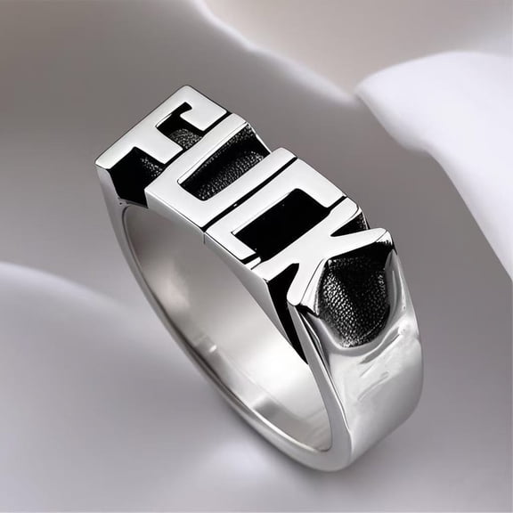 Punk Ring Classic Carved Hollow Letters Design Simple Ring Stylish Glamour Metal Material Rings Birthday Graduation