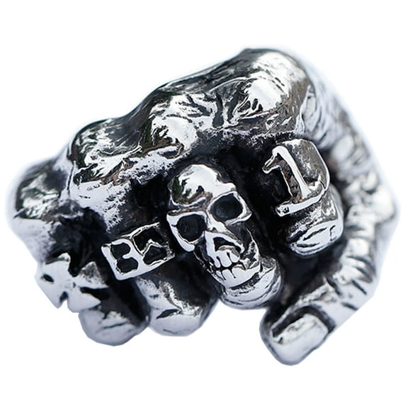 Punk Ring Cool Skull Hand Jewelry German Iron Cross Rings for Men (13)