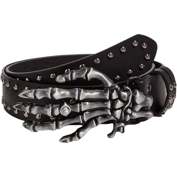 Punk Rivet Belt with Skull Buckle, Gothic Y2K Style Leather Belt for Men and Women
