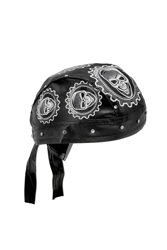 Punk Rivet Skull Gears Motorcycle Headwrap Cap Bandana Doo Do Rag Cap Men