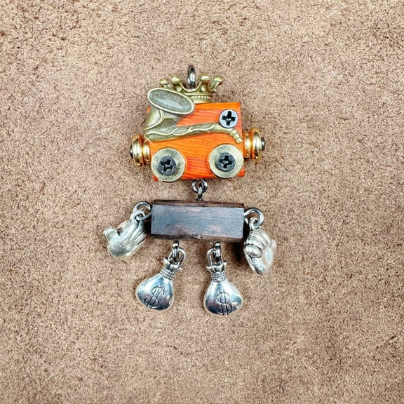 Punk Robot Handmade Creative Cultural Pendant Necklace Mobile Phone Chain Unisex Necklace Accessory Creative Mechanical Figurine Steampunk
