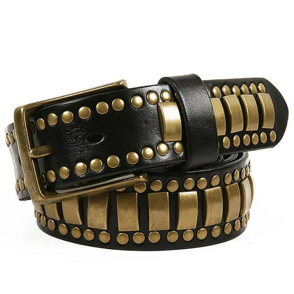 Punk Rock Belts Geometry Pattern for Men for Women Rivet Studded Belts First Layer of Cowskin Hip Pop Decorative Belts cinto