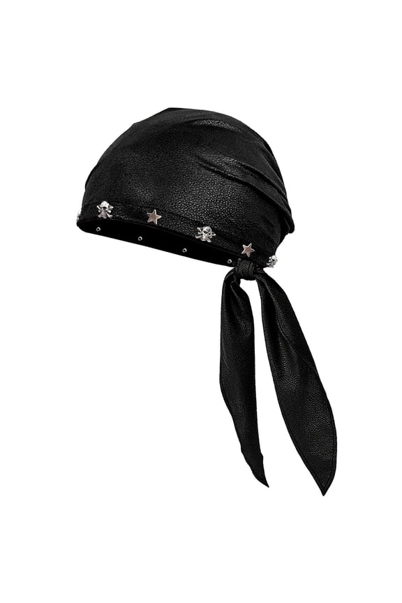Punk Rock Biker Cap For Women Skull Stars Hat , Biker Head Wrap & Riding Cap for Badass Look Adjustable