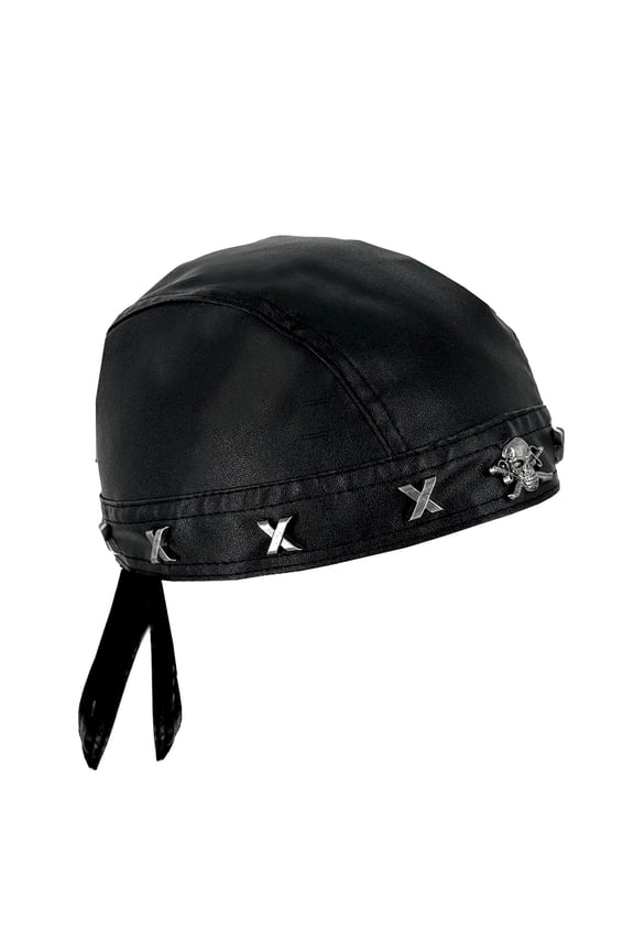 Punk Rock Biker Headwrap Skull Leather Rivet Bandana Doo Do Rag Cap Mens